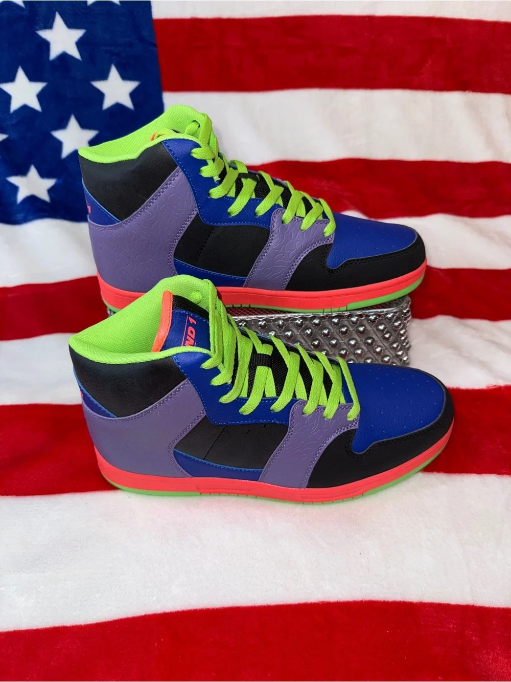 And1 Men’s Basketball Shoes - Blue, Purple & Neon Green Accents